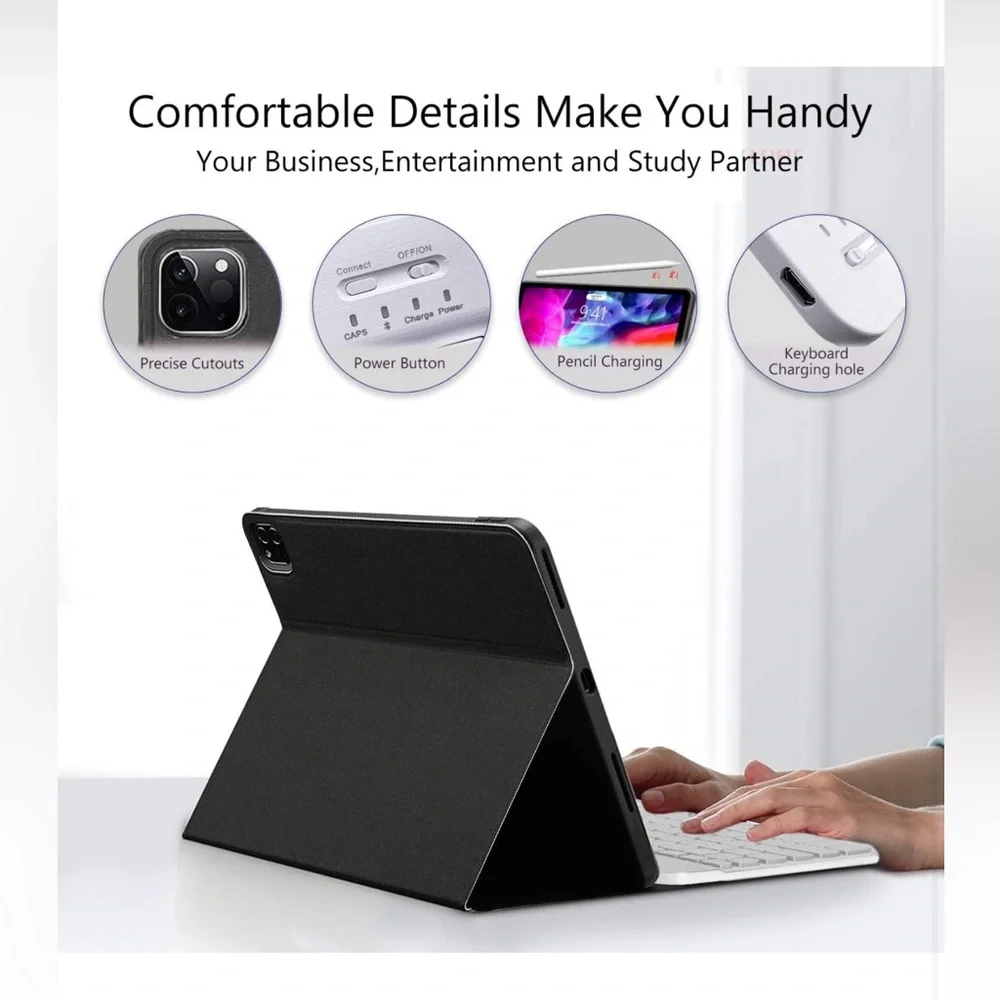 Pad Air 4th 10.9 Keyboard Case Smart Case with Detachable Wireless BT Keyboard